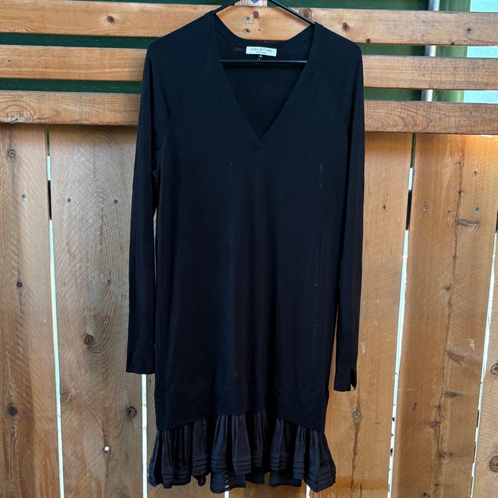 Halston Heritage Black Long Sleeve Dress